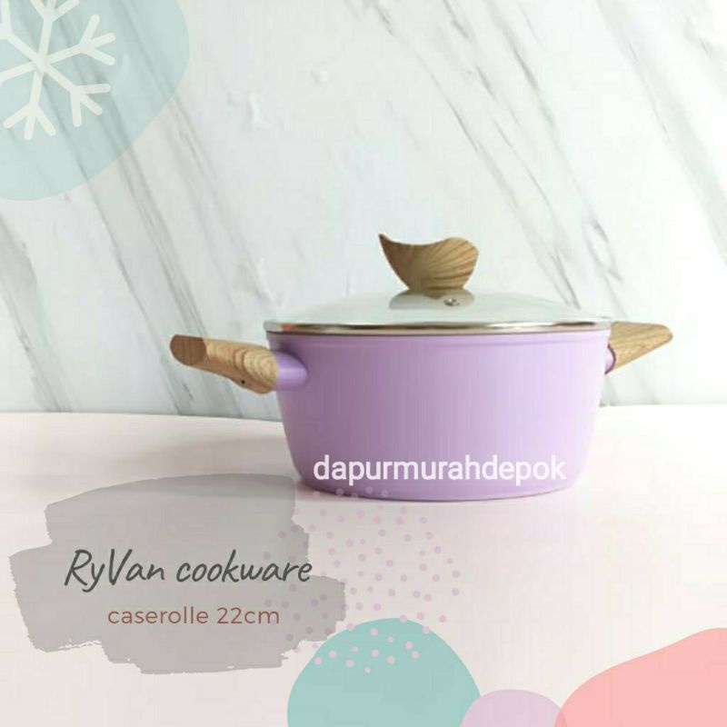 Ryvan Cookware 22cm panci marble anti lengket panci pastel