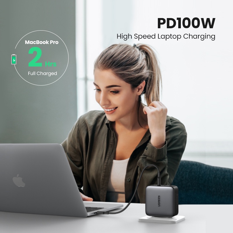 【Stok Produk di Indonesia】Ugreen Charger USB Tipe-C 100W Fast Charging Untuk Macbook tablet iPhone Xiaomi 14 13 pro Max 13 / 12 / 11 / XS / XS Max / XR / 7 plus / 8 plus