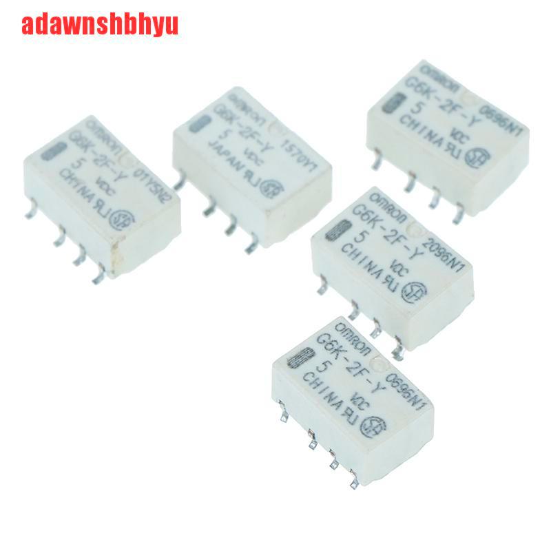 5pcs Relay Sinyal 8pin Dc 5v Smd G6K-2F-Y Untuk Omron