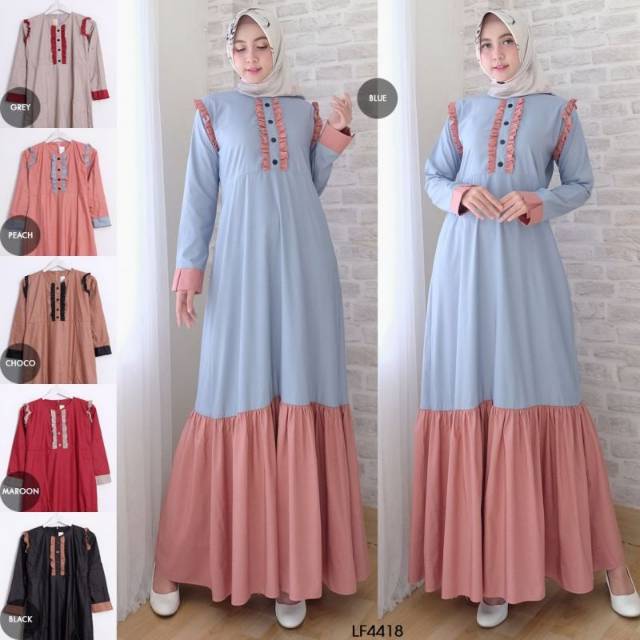 GAMIS SIMA FRINGE FIT TO L BAJU GAMIS WANITA ORI DRESS MUSLIM FASHION GAMIS MUSLIMAH TERBARU 2018