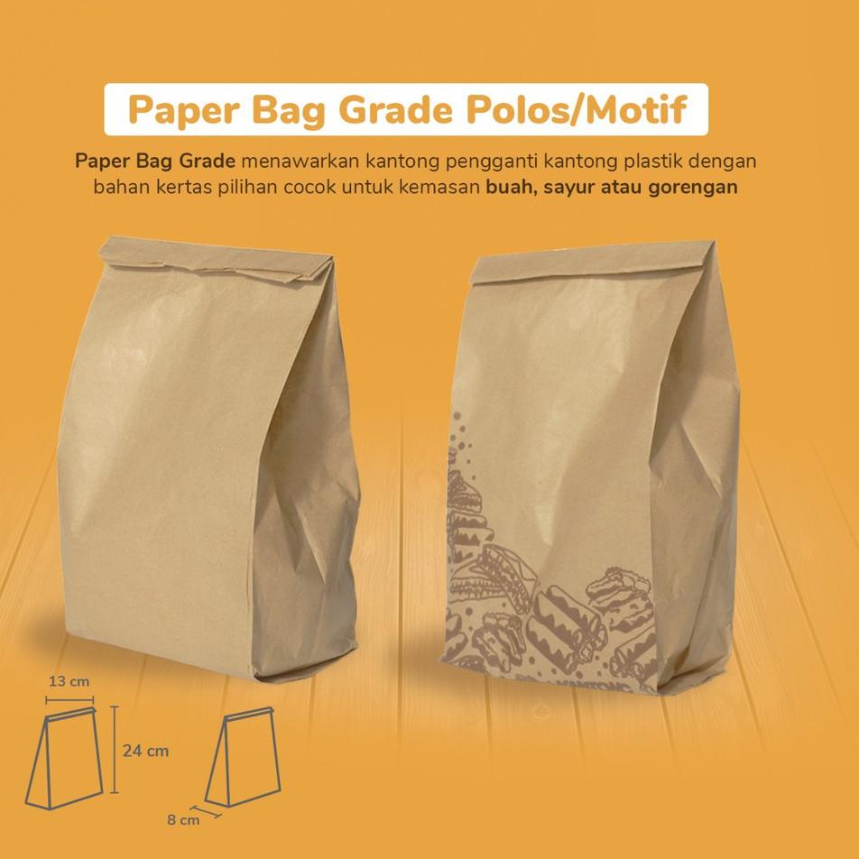 

(Isi 100) Paper Bag 13x8x24 Coklat Motif Polos / Kantong Kertas Coklat Motif Polos ZP60Z9159