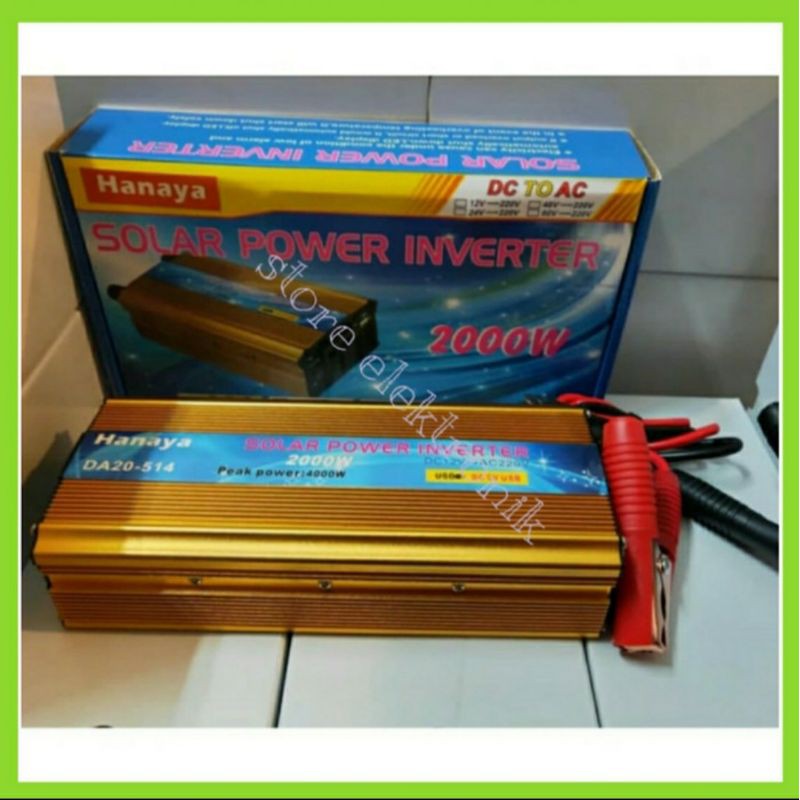 Power Inverter HANAYA 2000 Watt DC 12 V TO AC 220 V USB DC 5.1A