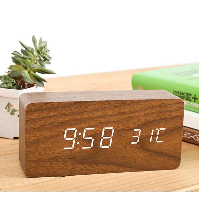 JD-03 Jam Meja digital Motif Kayu Digital Led Weker / Desain Wood Alarm LED Clock Waker Suhu temperatur