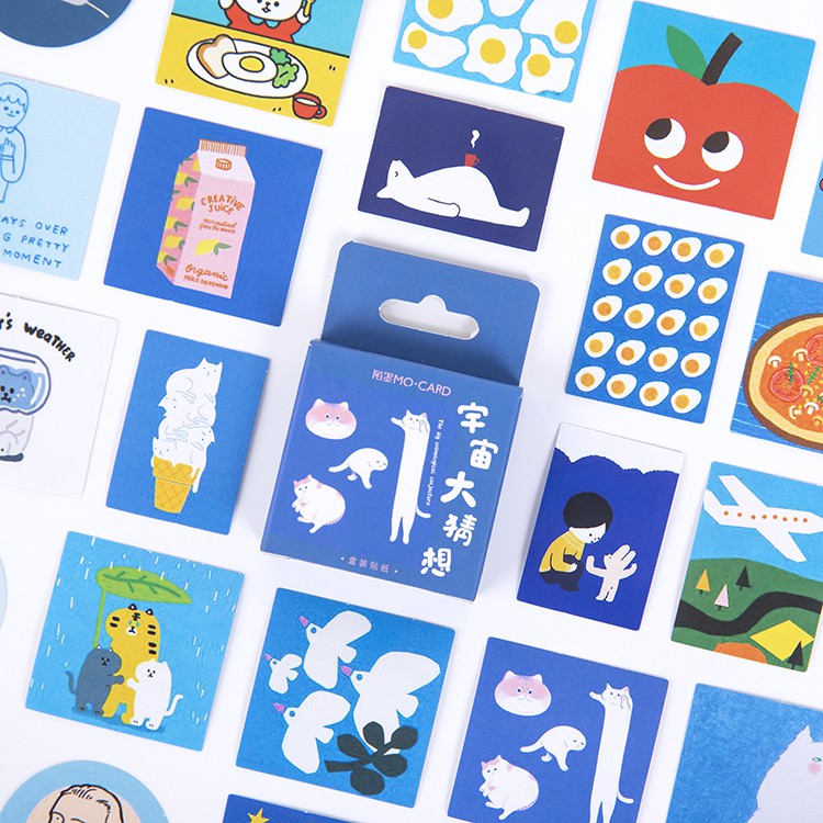 imoda 46Pcs Kawaii Avocado Stickers Set Scrapbooking BUJO Planner Lovely Rainbow Animal Stationery-H
