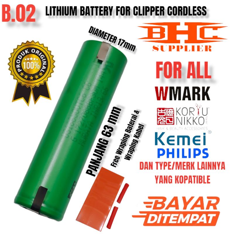 B-02 BATERAI CLIPPER CORDLESS FOR KEMEI WMARK KLIPZICH CHJ SUKU CADANG SPARE PART MESIN CUKUR RAMBUT DAN LAIN NYA