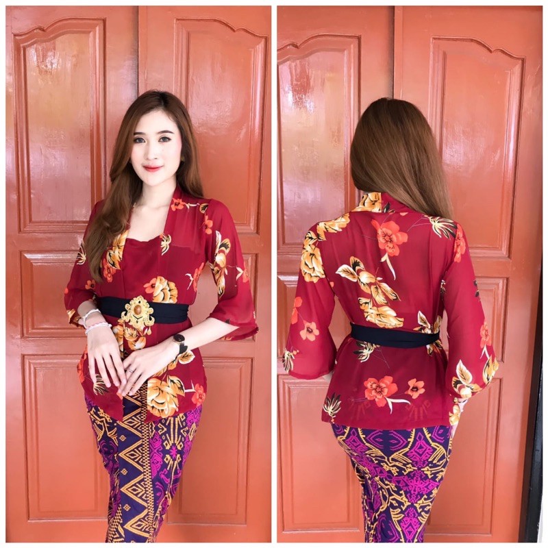 kebaya jadi sifon print bunga