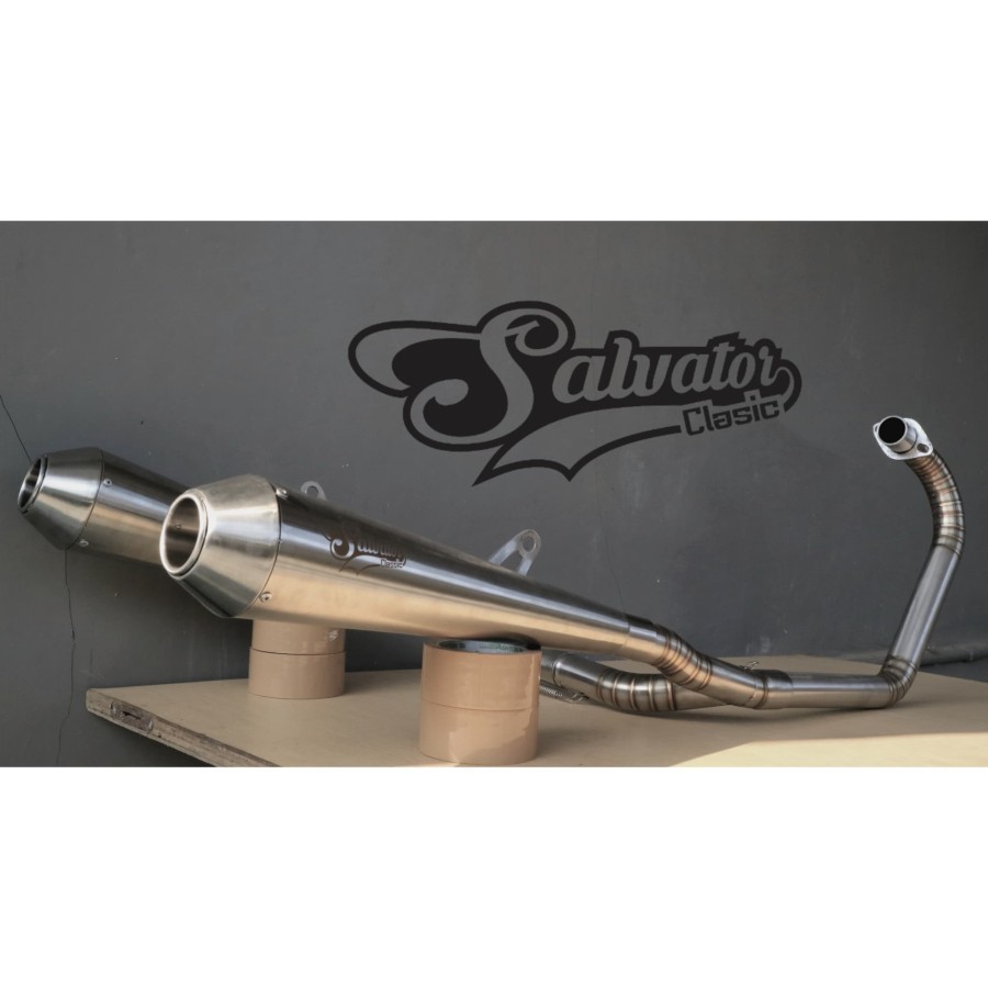 FULLSYSTEM KNALPOT KAWASAKI W175 DOUBLE SILINCER KANAN KIRI