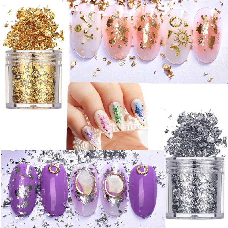 Siy Serpihan Foil Metalik Untuk Dekorasi Nail Art Diy