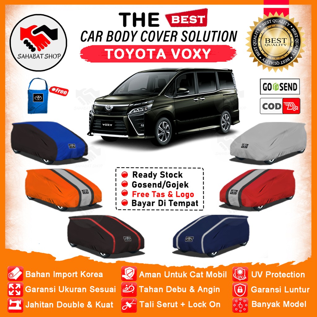 Sahabat Body Cover Mobil Voxy / Sarung Penutup Toyota Voxy Outdoor / Mantel Selimut Tutup Pelindung Kerudung Pembungkus Mantol Jas Kelambu Tutupan Kerodong Bungkus Terpal Mobil Voxy Waterproof Anti Air Model Orange