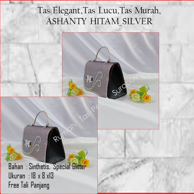 Tas Elegant,Tas Lucu,Tas Murah,ASHANTY HITAM_SILVER