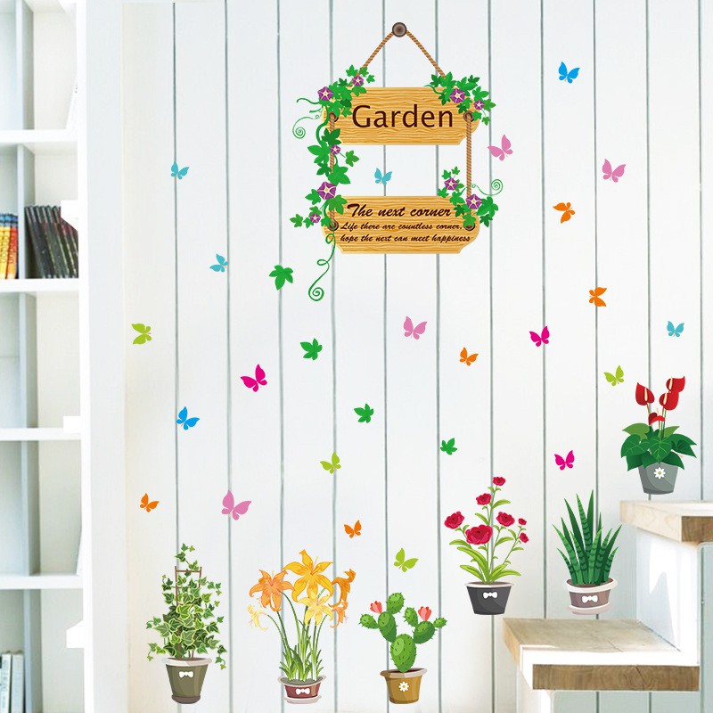 RELIZA WALLSTICKER POT GARDEN BUNGA TANAMAN FLOWERS SK7066