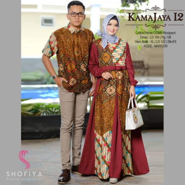 Kamajaya 12 Marun Ori Shofiya Couple Batik Gamis Hem Shopee Indonesia