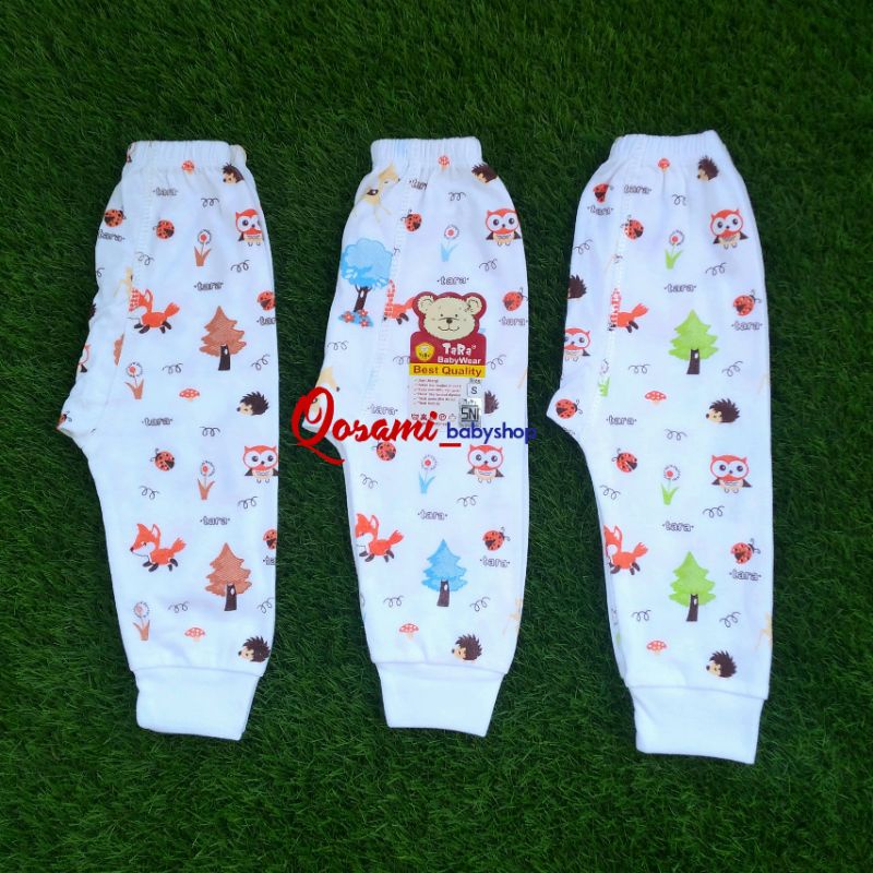 TARA 3 pcs Celana Putih Panjang motif Uk S, M, L, XL SNI