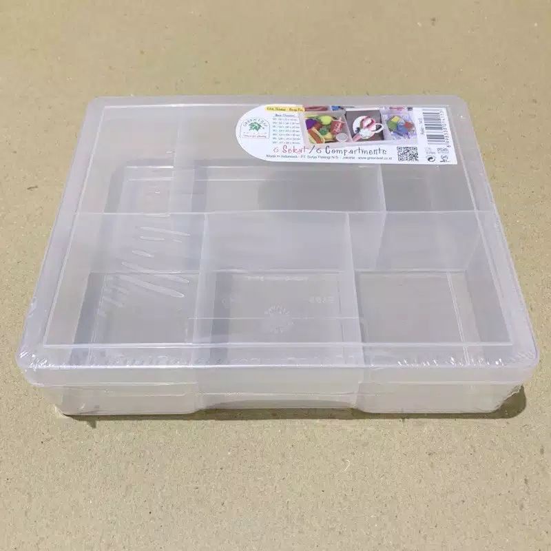 Kotak Perkakas - Green Leaf - 6 Sekat [Reiko 1415]