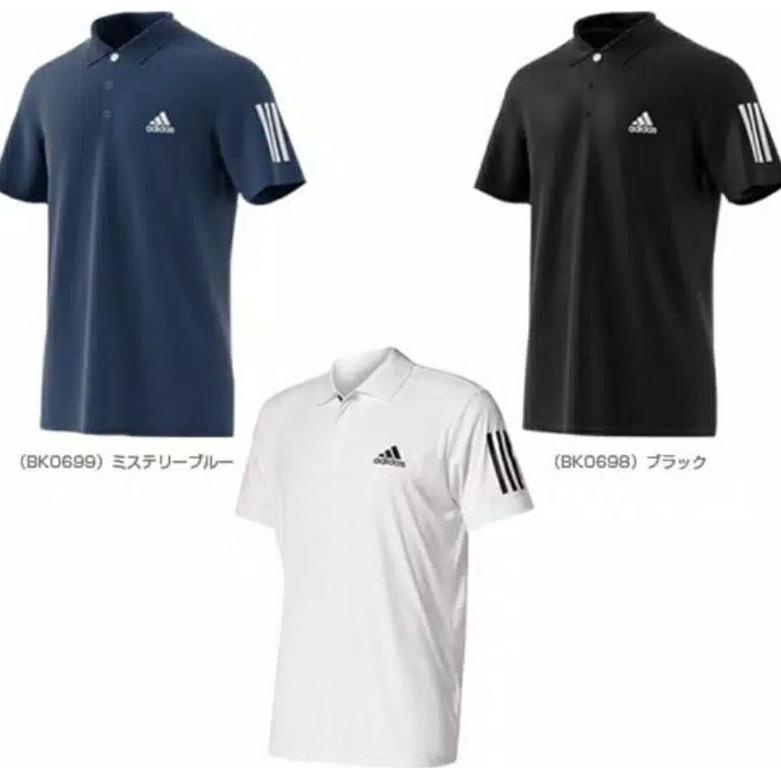 ➙mv Best Product❈➙ Kaos Polo Shirt/ baju Kerah Distro Casual Adidas + Strip Lengan polos custom indo
