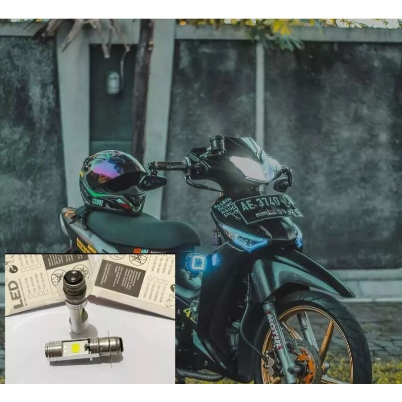 Lampu depan sepeda motor model led 2 sisi nyala putih soket h6 universal pnp honda supra x 125 lama harga sepasang isi 2 pcs