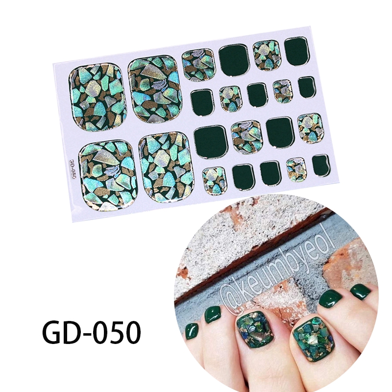 Gd050-065 Stiker Kuku 3D Motif Garis / Geometri Warna Emas Anti Air untuk Nail Art