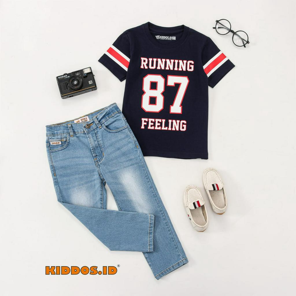 Setelan Kaos Anak Celana Panjang Denim Anak Laki Laki RUNNING FEELING 87 KIDDOS.ID