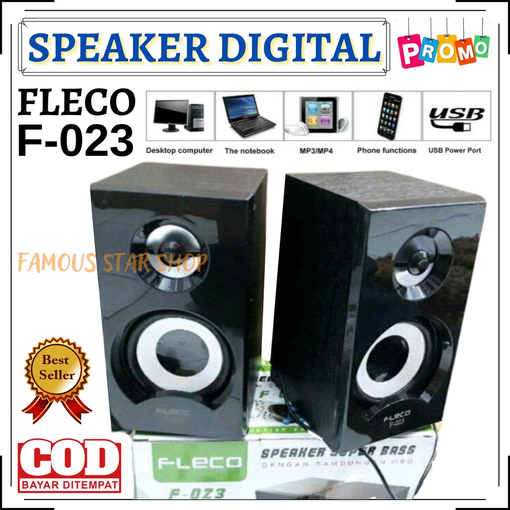 Speaker Aktif Mini Fleco F-023 Extra Power Sound-Speaker Digital Komputer/HP | FMS