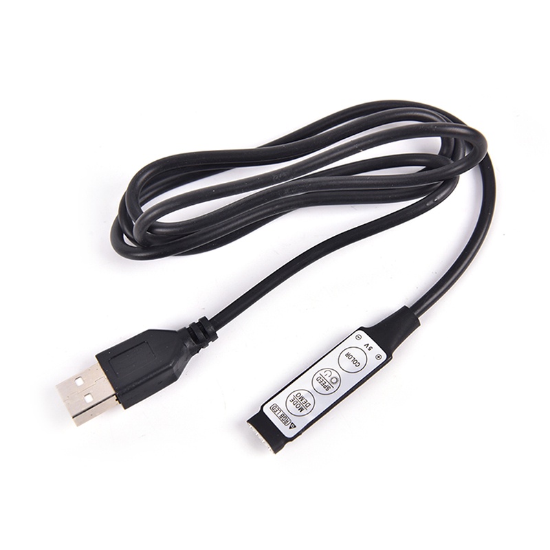 (LUCKID) Controller Lampu Strip LED RGB DC 5V 3 Tombol 4 Pin Dengan Port USB