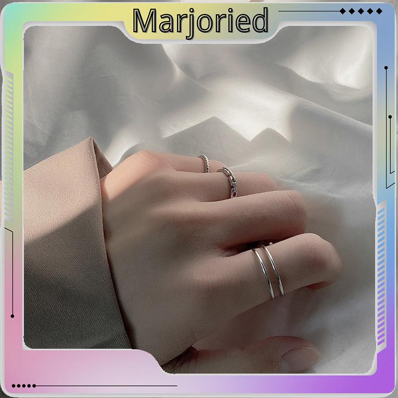 3Pcs Cincin Silver Korea Gaya Aesthetic Ring Pria Keren Untuk Wanita Aksesori Fashion-MJD