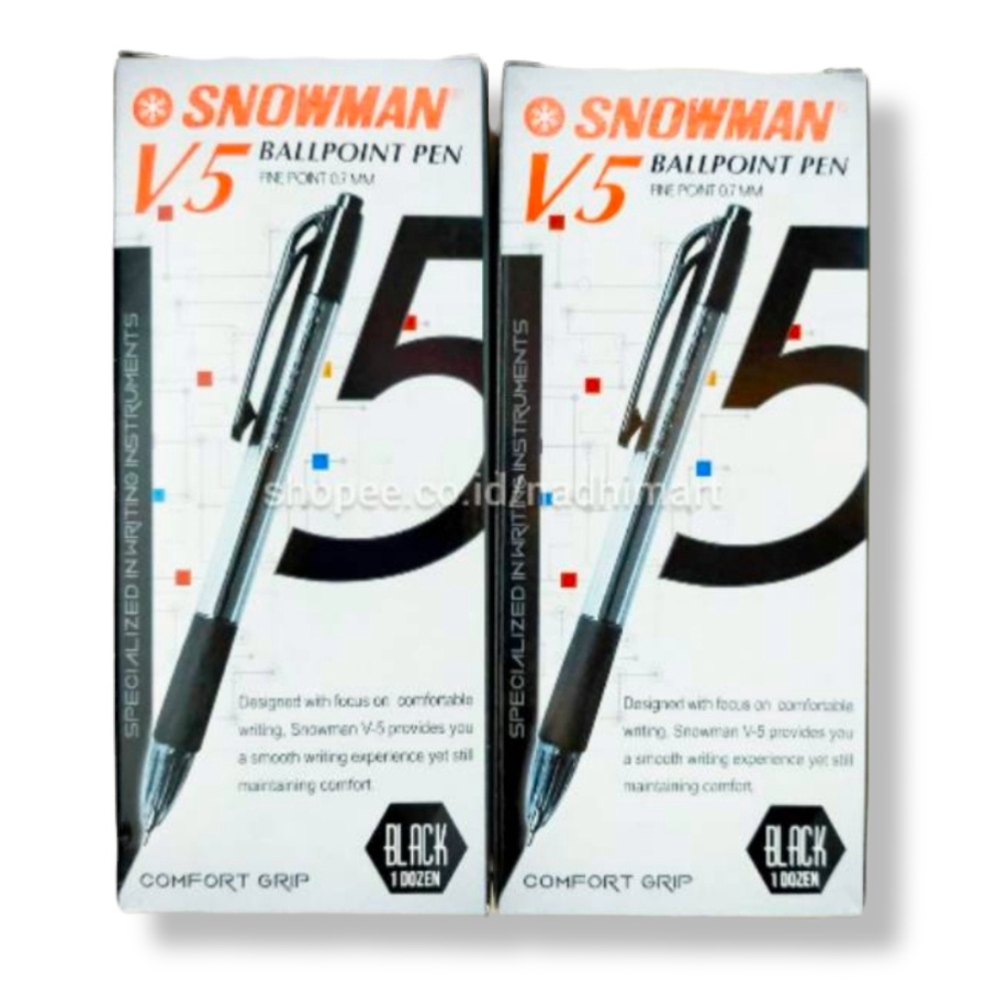 SNOWMAN V5 PULPEN 0,7 MM HITAM / PULPEN CETEK / BOLPEN SNOWMAN V5 / PULPEN SNOWMAN / PULPEN SNOWMAN 