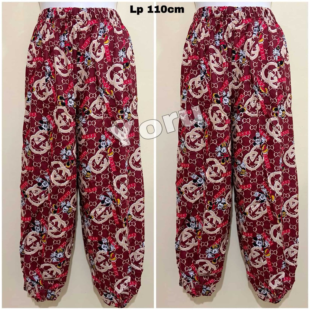 Pamelo.id Celana Joger Katun Rayon/3 Corak/Fashion Wanita/Celana Fashion Korea/Celana jogger/Celana Tidur Adem