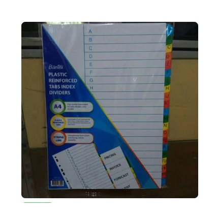 

Divider Bantex 6233-00 Ukuran A4 abjad A-Z