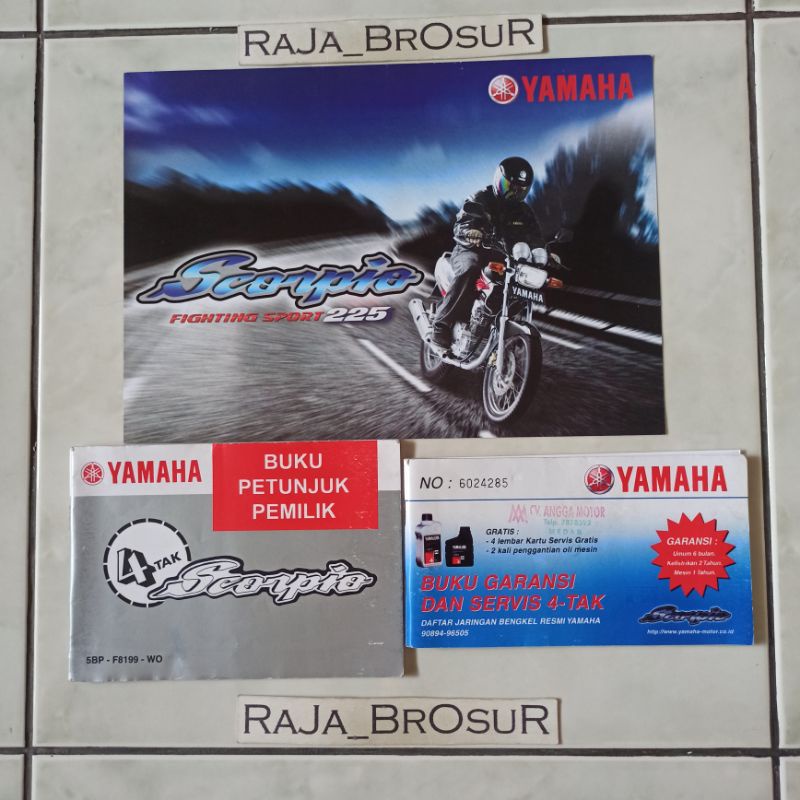 Buku petunjuk pemilik/buku servis/manual book + poster brosur flyer Yamaha Scorpio Steko 2003