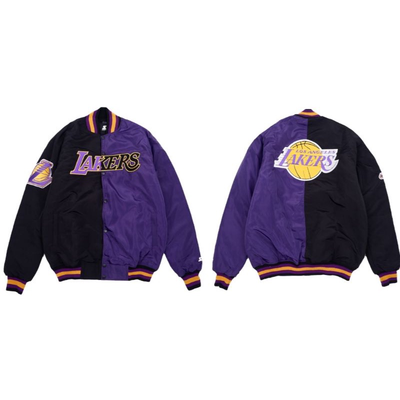 JAKET LAKERS VARSITY TWO TONE UNGU