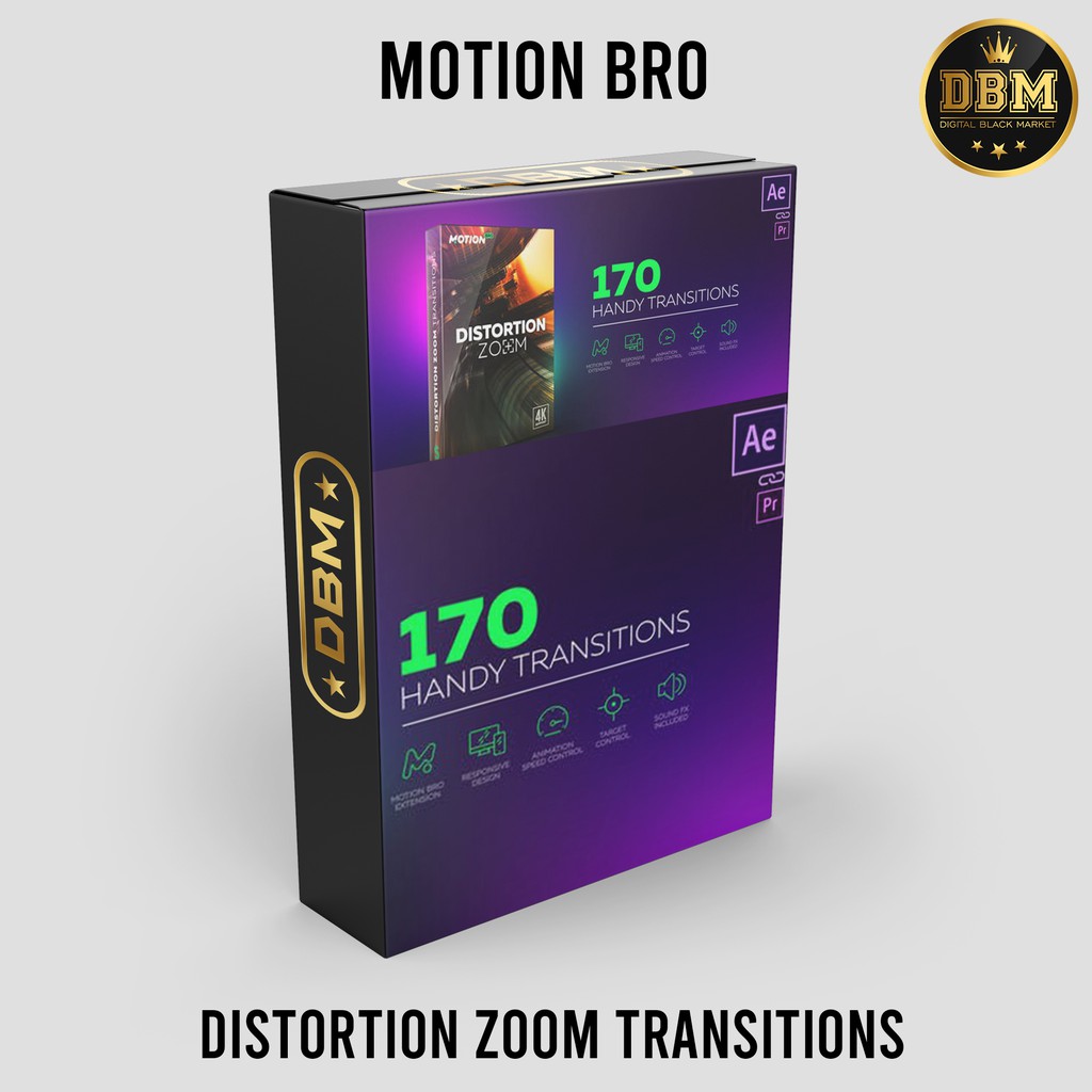 Motion Bro - Distortion Zoom Transitions - After Effect (Extension)