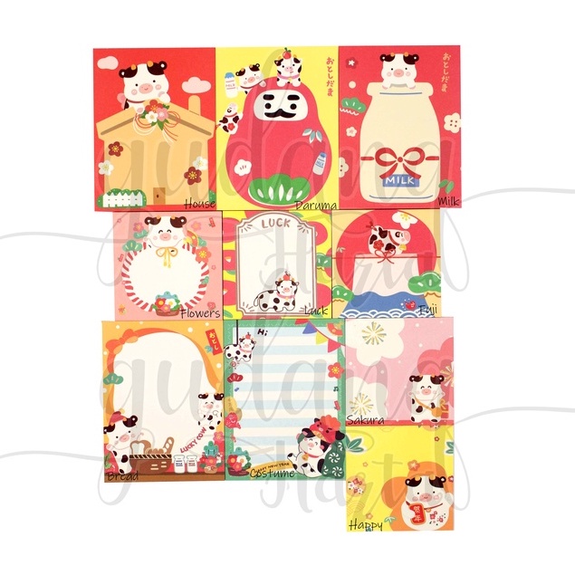 Memo Japan Cow Memopad Motif Sapi Jepang DIY Scrapbook GH 301277