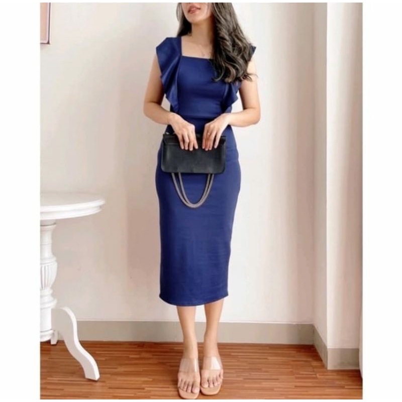 DRESS YONA DRESS SCUBA BODYCON PREMIUM POLOS DRESS KOREAN STYLE terbaru gaun pesta kondangan