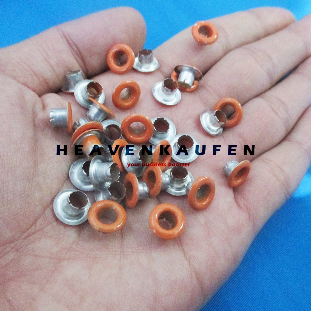 Eyeelet Mata Ayam Mata Itik Warna Orange 5 mm Kode MA350 Per Pack isi 100 Pcs