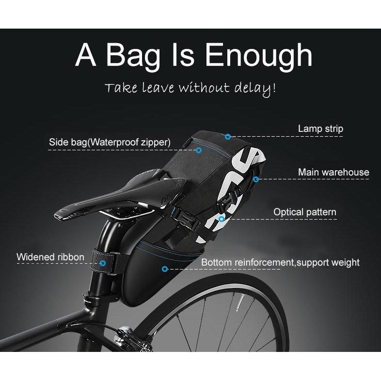 Roswheel Tas Sadel Sepeda Bicycle Waterproof Bag 8L - 131414-A - Black