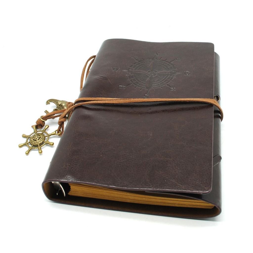 Buku Agenda Catatan Diary Notebook A5 Binder Cover Kulit Gaya Vintage Retro Kado Sahabat Teman Kantor Orang Tua