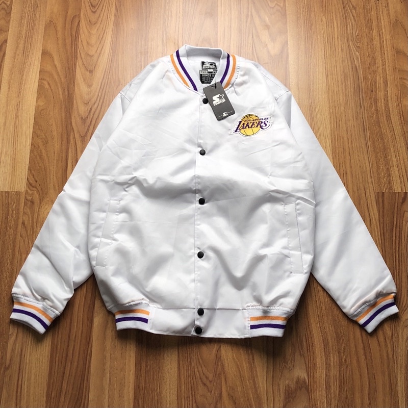 Varsity Lakers - Logo Text Back Putih Fulltag + Label Mirror Pria Wanita