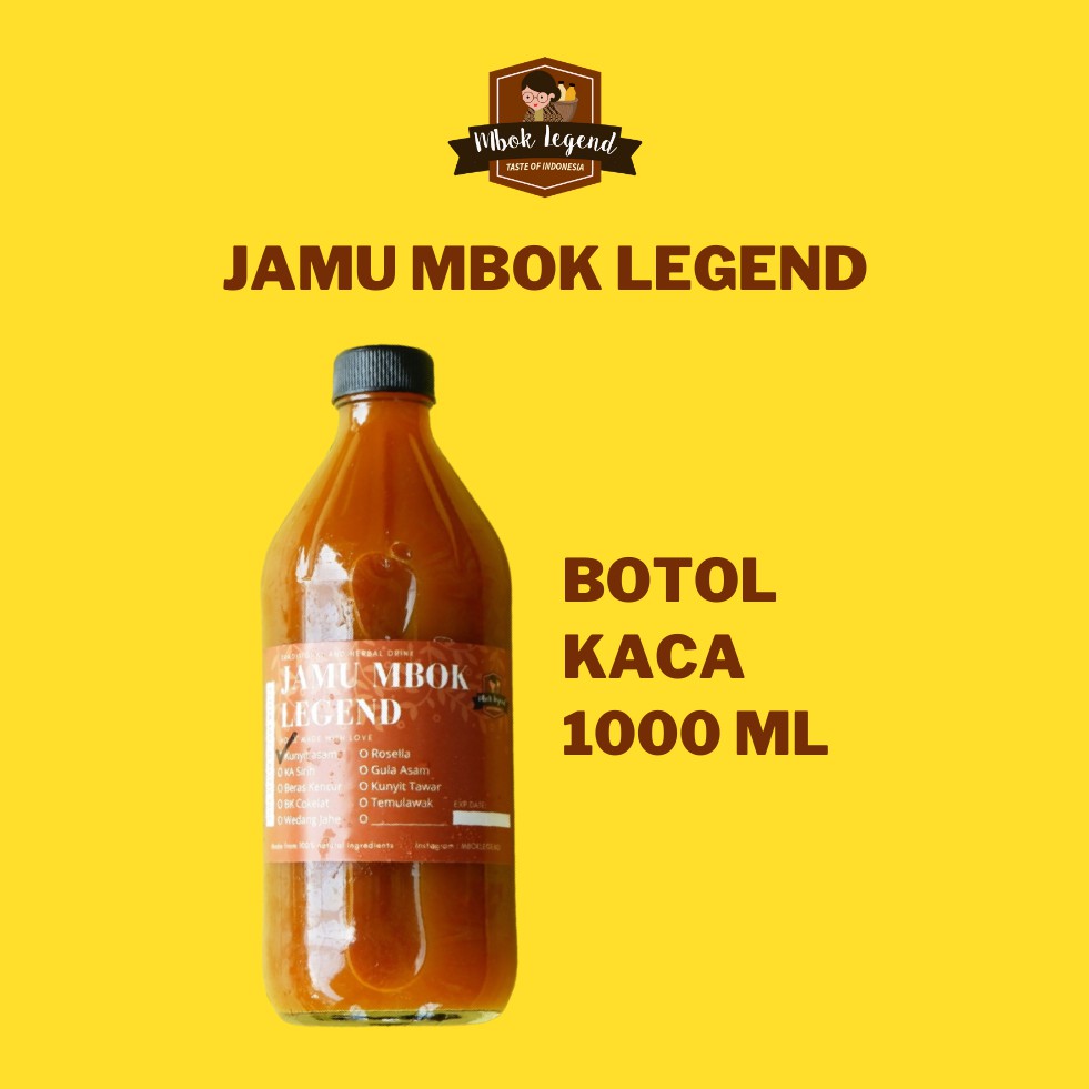 

Jamu Kunyit Asam / Beras Kencur BOTOL KACA 1000 ML MBOK LEGEND - Beras Kencur