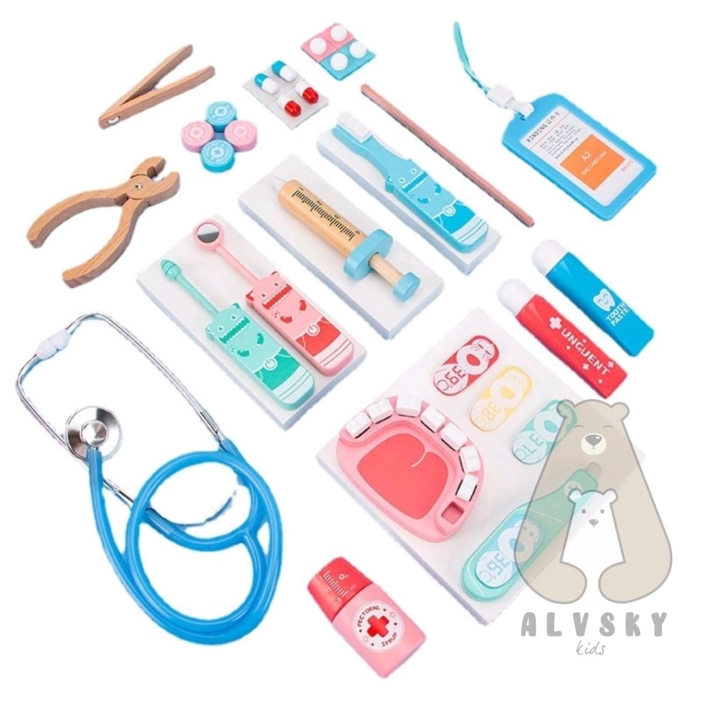 MAINAN DOKTER DOKTERAN SET LENGKAP / WOODEN DENTIST TOY BOX