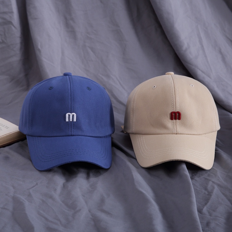 M Letter Baseball Cap Curved Brim Retro Soft Top Casual Hip-hop