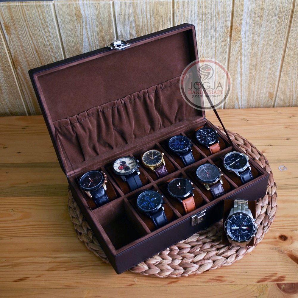 Exclusive Watch Box With Lock | Kotak Tempat Jam Tangan Isi 10 Jumbo