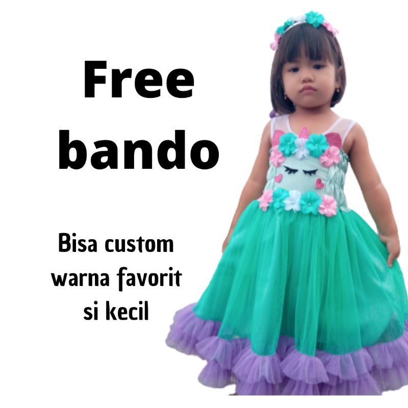 baju dress gaun unicorn anak bayi pesta mewah murah untuk ulang tahun umur 1- 7 tahun