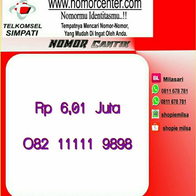 Nomer Cantik Simpati Seri Double AB 9696 _ 082 11111 9696 Simple #S1 81