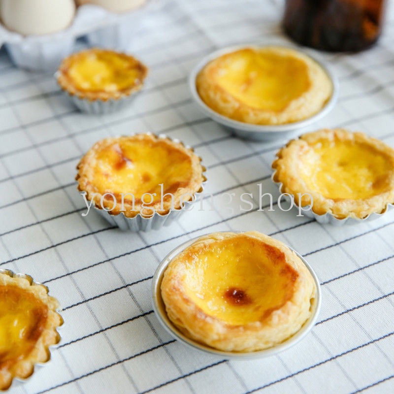 10pcs / set Cetakan Egg Tart / Cupcake / Kue Kering Mini Bahan Aluminum DIY