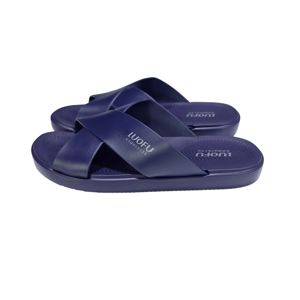 LUOFU ORIGINAL jelly sandal karet empuk murah pria silang  cowok selop import E6196BM5C