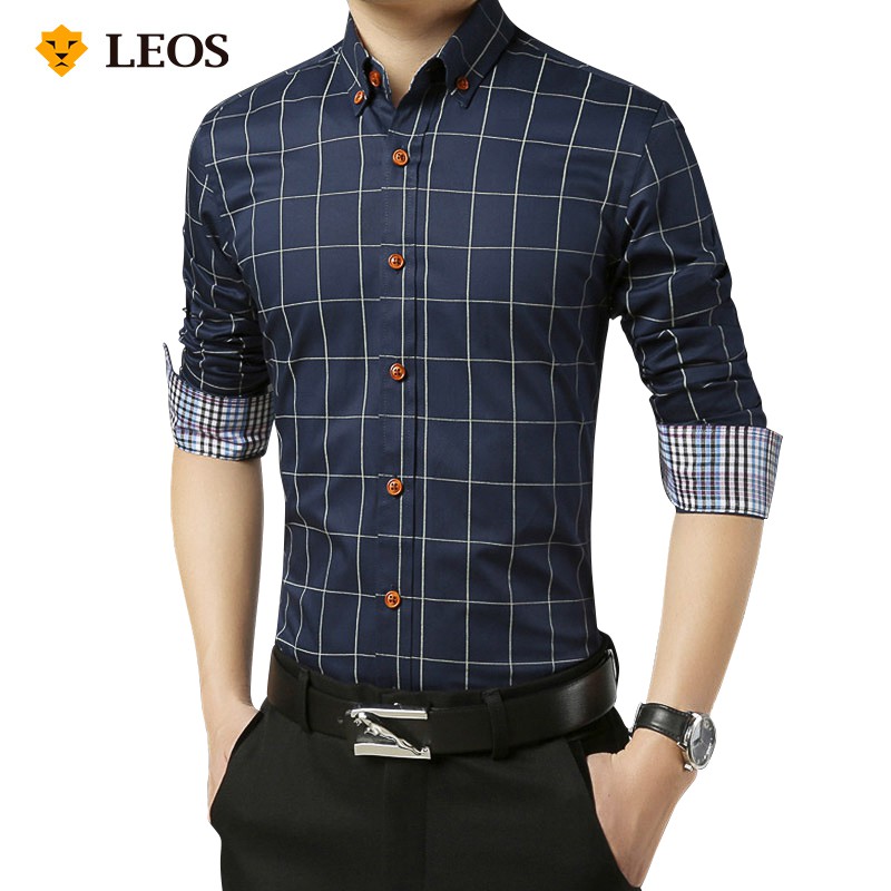 

LEOS Original Kemeja Slim Fit Lengan Panjang Pria Motif Kotak Kotak (Bisa COD)