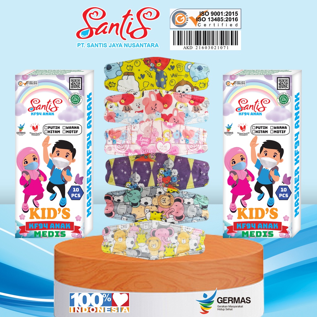 Masker KF94 Anak Motif Cewek dan Cowok  Medis by SANTIS