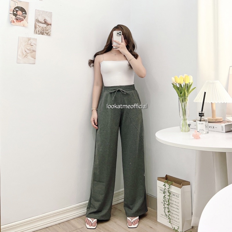 lookatmeofficial • Jolie Pants Cullote - Celana Kulot Babyterry - Celana Highwaist Panjang Kasual