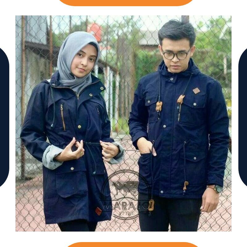 AB158 Jaket Couple Bomber Pasangan Parasut Distro