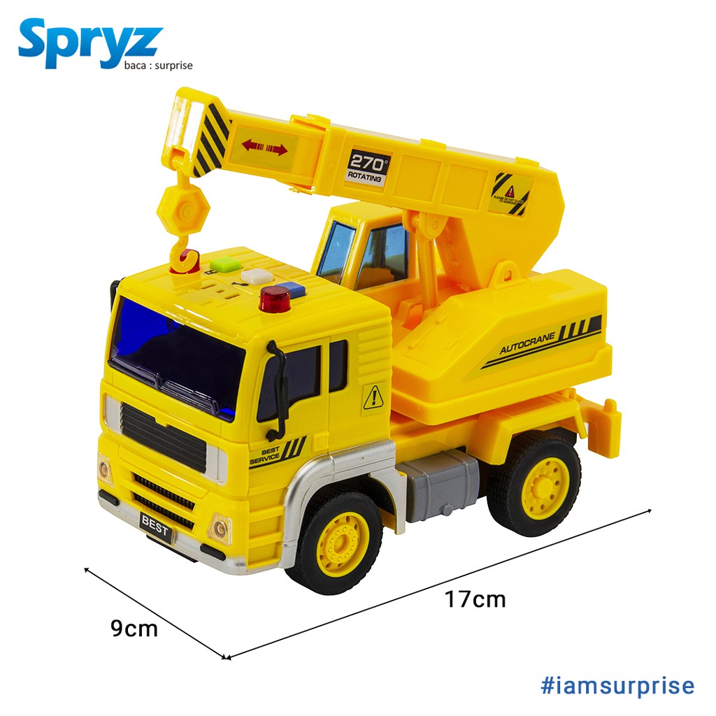 Mainan Truk Konstruksi 1:20 Spryz Citysquad dengan Mesin Friction, Lampu &amp; Suara